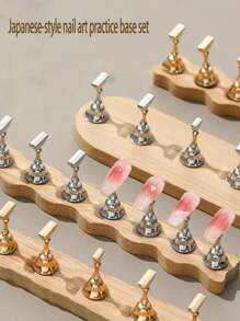 1 Peça Base de Prática de Arte de Unhas de Madeira Natural, Novo Estilo Japonês Minimalista Suporte de Esmalte de Bambu/Madeira, Ferramenta de Exibição de Dicas de Unhas de Metal Dourado/Prata, Disponível em Várias Cores, Ferramenta de Design de Arte de Unhas DIY na Moda, Presente Adequado para Família, Namorada, Melhor Amiga, Natal
