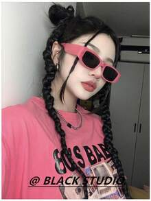 3 件/2 件时尚方形 MN 太阳镜，适合女性，朋克和嘻哈设计遮阳外出装，适合户外海滩海滨度假，适合送给家人和朋友的礼物 - 彩色 - 查看 4