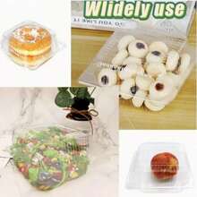 5/10/20/50/100个装一次性透明长方形塑料甜点盒，带盖，烘焙包装容器，适用于糕点、蛋糕、瑞士卷、麻糬、沙拉等。