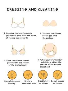 1pair Women Invisible Padding Magic Bra Inserts Bra, Bikini Breast Petals, Thickened Chest Pad Insert,Breast Push Up Pads, Swimsuit Silicone Bra Pad, Waterproof Pad, Daily Wear