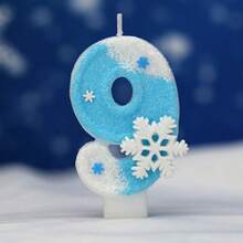 1個生日數字蠟燭，大號白色與藍色雪花生日蠟燭蛋糕裝飾，閃粉蠟燭蛋糕裝飾，適合女孩與女性週年慶祝、家居裝飾、聖誕裝飾、房間裝飾、聖誕禮物 - 彩色 - 查看 16