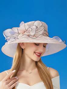 1 peça chapéu para mulheres senhoras organza fascinator páscoa chá festa nupcial igreja domingo chapéu de sol