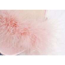 Local Shipping 2025 New  Cute Fuzzy Heels Furry Kitten Heels For Lingerie Wedding BirthdayWomen Sexy Slipper - Hồng - Xem 2