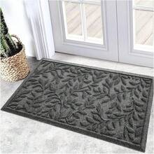¡RecomendadoBulijojo - Felpudo de entrada para interiores y exteriores, duradero y resistente, tapete de bienvenida de goma natural gruesa, absorbente, antideslizante, alfombra de entrada fácil de limpiar, 17 x¡Top de Temporada - Hojas verdes - Ver 9