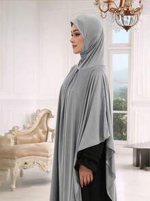 1pc Women Plain Jersey Hijab Soft Breathable Tube Elastic Head Covering Scarf Hat, Suitable For Daily Prayer, Outings, Valentine's Day, Mother's Day, Thanksgiving, Christmas Gifts For Family, Sisters, Friends, Mothers - Cross-border New Robes - View 3