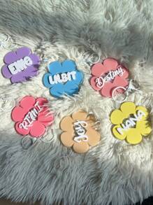 Daisy Custom Bag Charm, Backpack Tags, Girls Keychain, Tag, Acrylic Keychain, Groovy Letter Charm, Backpack Name Tag, Glitter Daisy Back To School Gifts