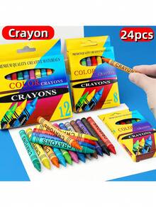 24/12/8/6 Colors Kids Graffiti Crayon Set, Children Creative Drawing Marker Pens, DIY Painting Art Supplies Wax Crayon, Colorful Gift For Artist - Multicolor - View 2