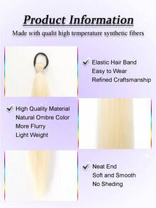 1-2pcs 26 Inch Light Golden Synthetic Yaki Straight Hair Extensions, Fluffy Ponytail Wig, Suitable For Halloween, Christmas, Holiday Parties - Gold - View 5