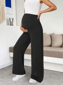 Maternity Straight Leg Pants, Solid Color, Spring/Summer (YY865) - Black - View 3