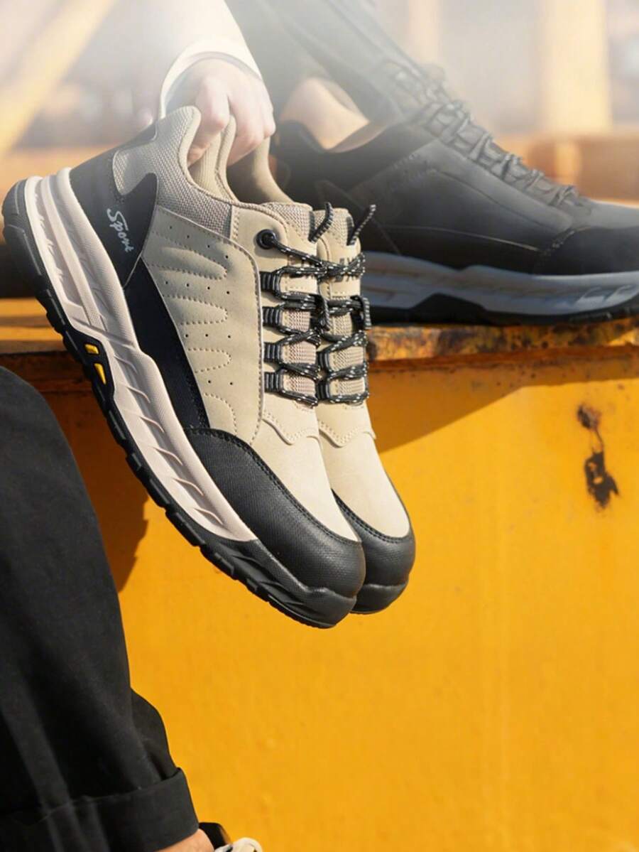 Zapatos de seguridad industrial de los hombres de acero cabeza anti-smash anti-apuñalamiento  transpirable al aire libre de trabajo zapatos de seguro de trabajo - Caqui - Ver 1