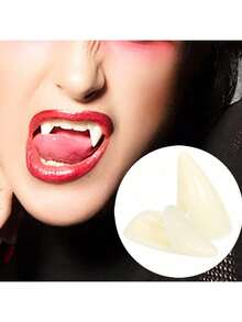 1 Set Halloween Decorative Vampire Fangs, Teeth Costume Props, Zombie Makeup Party Accessories - White - View 2
