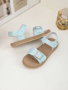 1 双舒适、时尚、百搭、轻便、经典女童平底凉鞋 - 藍色 - 查看 3