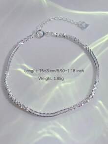 New Minimalist Sparkling Bracelet For Women's  , Niche And Versatile Temperament, Handmade Accessories - 銀白色 - 查看 6