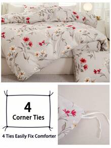 3pcs/Set Floral Pattern Duvet Cover Set(1 Duvet Cover & 2 Pillowcase)Soft And Skin-Friendly Duvet Cover Bedding Set For Home, All Season Bed Sheets Set