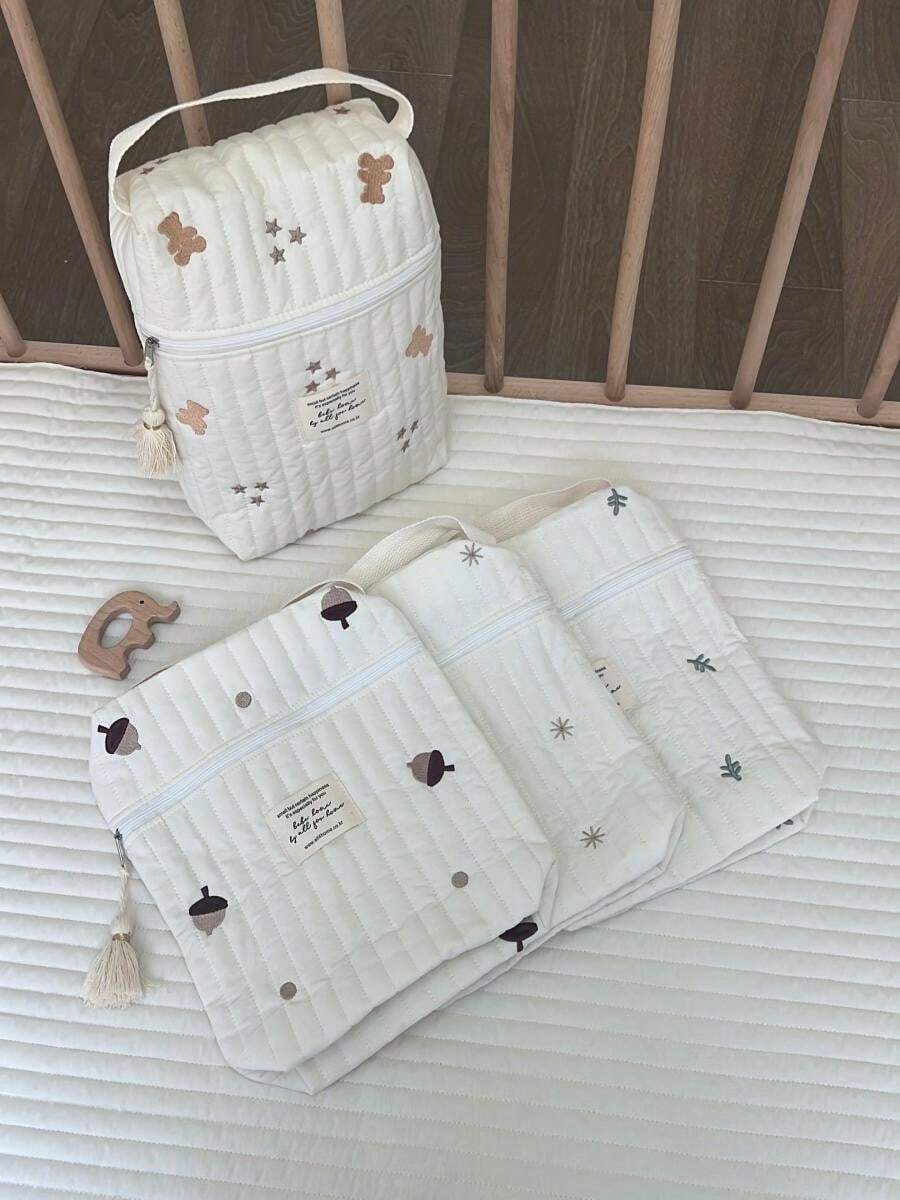 1pc Beige Taupe Tasseled Diaper Bag, Lightweight Stroller Hook On Pouch, Suitable For Daily Use - Multicolor - View 1