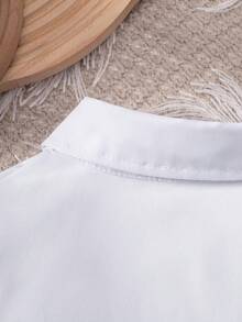 Girls & Kids Versatile Casual School Style Solid White Tie Up Sleeveless Shirt, Suitable For Vacation, Gathering, Group Activities - White - View 4