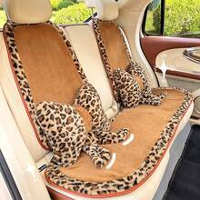 时尚豹纹汽车坐垫冬季加厚保暖车用坐垫兔毛柔软舒适汽车坐垫 - 兔毛豹紋邊 - 查看 4