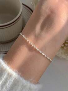 1 Stück minimalistisches Armband mit flacher Edelstahl-Kreuzkette für Frauen