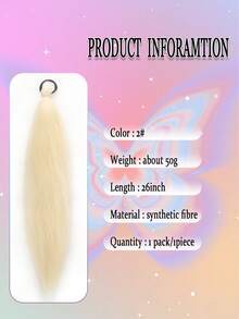 1-2pcs 26 Inch Light Golden Synthetic Yaki Straight Hair Extensions, Fluffy Ponytail Wig, Suitable For Halloween, Christmas, Holiday Parties - Gold - View 6
