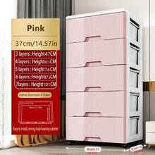 多层抽屉式收纳柜免组装床头五屉储物柜塑料加厚收纳箱可移动 - 彩色 - 查看 38