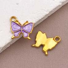 2pcs Fashion Enamel Stainless Steel Butterfly Charm High Quality Gold-Plated Love Butterfly Spacer Beads Pendant For DIY Bracelet Necklace Jewelry Making Craft Accessories