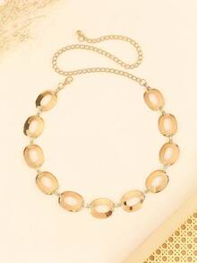 1件女士镂空椭圆形束腰带，适合夏季休闲穿着，可作为圣诞节、秋季、万圣节礼物送给朋友 - 金色 - 查看 2