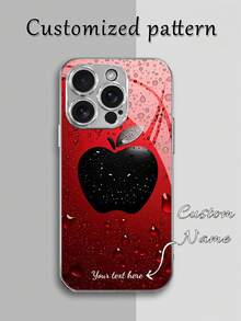 1 Stück anpassbares Handyhülle mit schwarzem Apfel Design und rotem Wassertropfen Apfel Design, kompatibel mit iPhone 17 Pro Max/17 Air/16 Pro Max/15/17/13/12/11/XS Max/6 7 8 Plus, S20/S21 Ultra/S23 Plus/S24 FE/S25 Pro, hochwertige individuelle HD-Bedruckung, stoßfestes Hartglas Design, perfektes Geschenk für Familie und Freunde, Geburtstag, Jahrestag - Silber - Übersicht 3