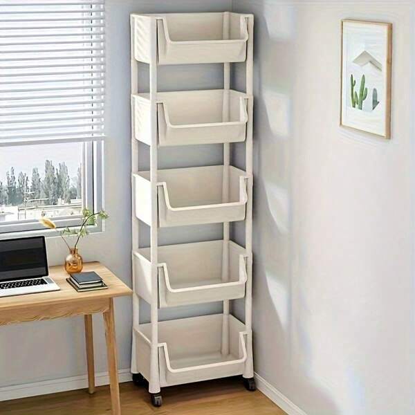 5-Layer Rolling Storage Cart, Mobile Storage Box With Wheels, Bedside Cart, Utility Cart, Book Cart, Rolling Cart, Stroller Storage Box, Storage Cabinet, Kitchen Storage Box, Diaper Cart, Bathroom Storage Box, Bedside Cart