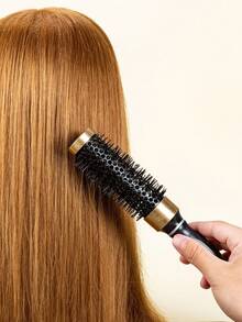 1 件黑色圆形刷子，用于卷发和分区，专业造型刷，耐热刷毛，用于吹干和控制卷度，轻质滚刷，用于打造自然卷发、波浪和蓬松造型，符合人体工程学的手柄设计，握感舒适，是沙龙专业人士和家庭使用的理想美发工具，适用于直发、卷发、浓密或细发，防静电刷，用于顺滑造型和头发分离，返校、旅行度假必备品，女士发饰