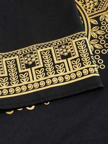 Idopy Men's Matching Middle Eastern Outfit Set Print Shirt And Pants - màu đen - Xem 5