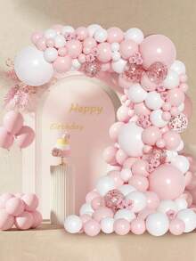 101pcs, Pink Rose Gold Babe Shower Latex Foil Confetti Decoration Balloon Chain Set, Pink Theme Gender Reveal Party Background Decorative Balloon Foil Confetti Decoration Arch Set, 1st Birthday Party Room Wall Decoration Balloons, Suitable For Baby Shower Party Welcome Baby Party Decorative Balloon Arch Kit, 1st Birthday Party Photo Props, Baby Shower Gifts, Gender Reveal Decoration, Including 99pcs Balloons & 2pcs Balloon Accessories - Pink White Rose Gold - View 3