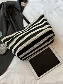 Bolsa Sacola Casual com Um Ombro na Moda, Bolsa de Mão para Escritório e Deslocamento para Mulheres, Bolsa de Viagem de Férias e Escola com Cores Contrastantes