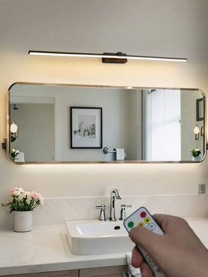 1 pieza Espejo de maquillaje LED con luz, luz de tocador recargable por USB con atenuación y control remoto, lámpara de pared multifuncional adecuada para baño, dormitorio, dormitorio, cuidado de los ojos