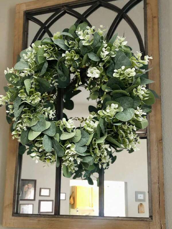 Eucalyptus Wreath, Farmhouse Wreath For Front Doors, Home Decor Wreath For Festivals And Celebrations, Hotel And Home Decoration Wreath, Suitable For Christmas, Halloween And Other Holidays