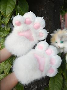 A Pair Of Furry Cat, Fox Paw Gloves - Suitable For Cosplay Halloween Fur Role Play, Rave Party Outfit Accessories And Animal Costume Set Accessories - Nhiều màu - Xem 5