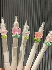 随机赠送可爱花卉速干中性笔、凝胶笔、圆珠笔、可爱花朵按压笔，适合学生和女孩，适合送给孩子、朋友、闺蜜、学校用品、开学季礼物，适合返校 - 彩色 - 查看 4