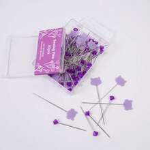 80pcs/Set Embroidery Patchwork Tools Straight Sewing Pin Cat Diamond Patchwork Pin For Sewing Quilting Positioning Pin Holder - Black - View 4