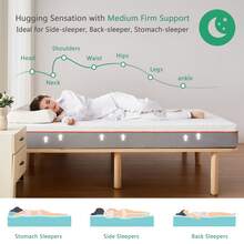 VECELO 8 Inch Charcoal Cooling Mattress With Gel Topper - Medium Firm Memory Foam, Fiberglass-Free & CertiPUR-US Certified, Pressure Relief For Twin/Full/Queen/King - 8 IN Mattress - Xem 4