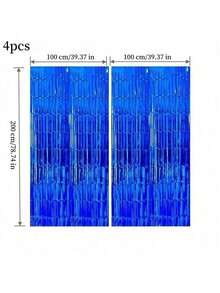 4 包铝箔窗帘背景银色金属丝箔流苏窗帘照片亭道具适用于生日婚礼订婚育儿室装饰婴儿洗礼单身派对圣诞节节日庆祝派对装饰、母亲节毕业季装饰、生日、单身派对、准新郎派对装饰 - 4 包 - 銀色 - 查看 16