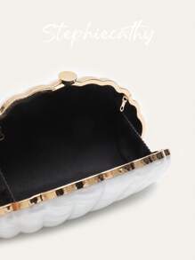 STEPHIECATHY Women's Fashionable Elegant Clutch Shell Shaped Acrylic Evening Bag Clip Snap Closure Hard-Case Long Chain Cross Body Handbag Bride Purse For Party Dinner Wedding Banquet Vacation Holiday Gift