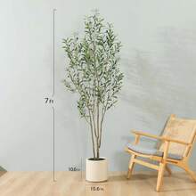 6 Ft Tall Fake Olive Trees For Indoor, Faux Olive Silk Tree, Large Olive Plants With White Planter For Home Decor And Housewarming Gift, 1 Pack - Green - View 7