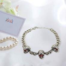 Embrace Your Inner Punk With This Retro Silver Skull Punk Bracelet - Perfect For Halloween - Silver - View 5