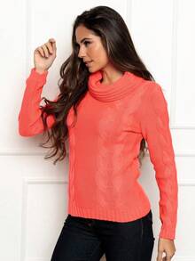 Women Sweaters - Coral Pink - View 5