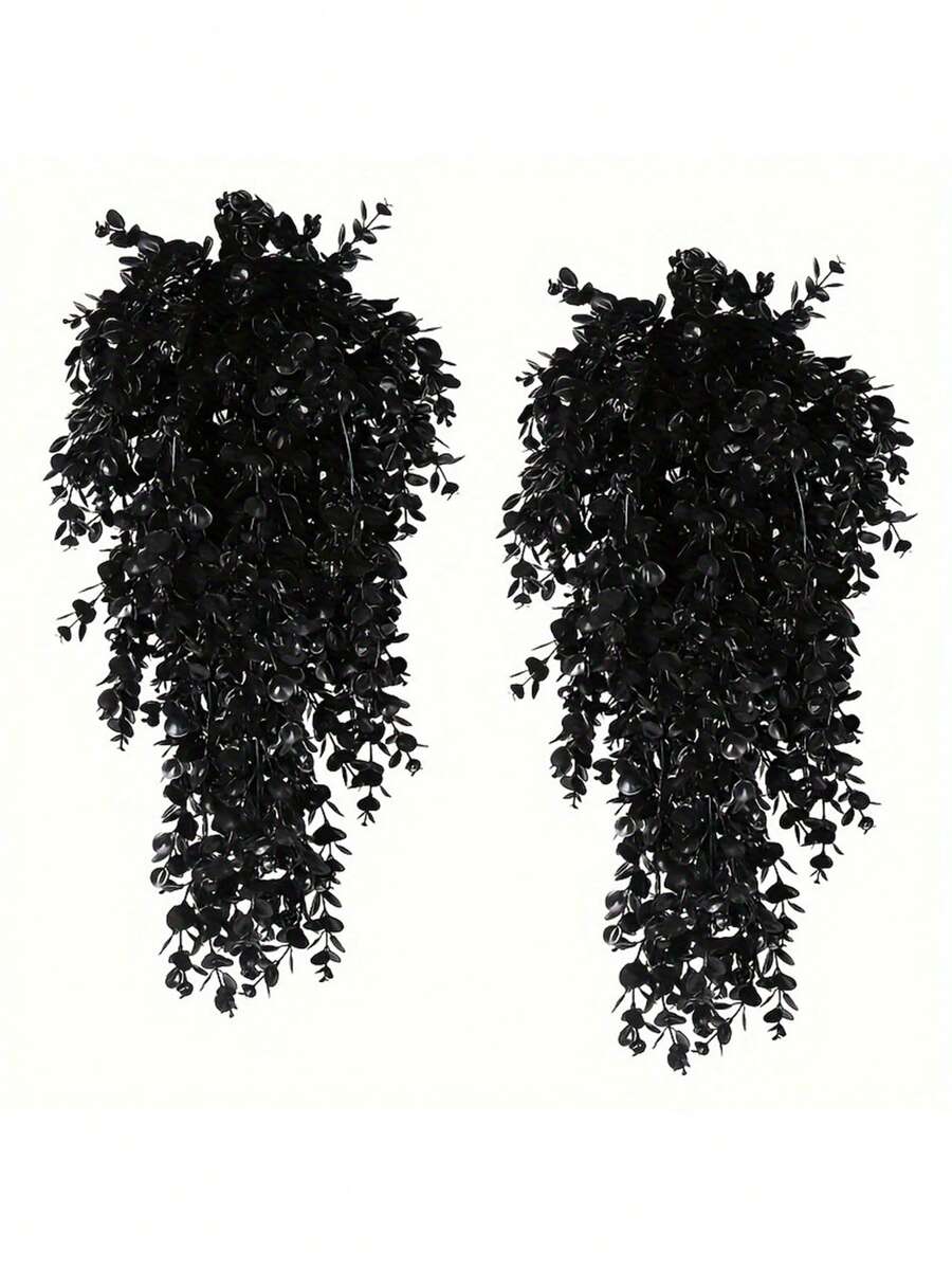 1/2/4pcs Black Eucalyptus Faux Hanging Flowers - Durable UV Resistant Artificial Greenery Vines For Indoor/Outdoor Decor, Halloween & Fall Wall Accents With Realistic Petals And Stems, Perfect For Thanksgiving And Halloween, Halloween Decor - Multicolor - View 1