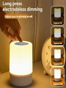 1pc Touch Sensor Warm Light Bedside Lamp, Eye-Caring LED Night Light, USB Powered Sleep Light, Touch Control 3 Color Temperatures Adjustable Nightlight For Bedroom, Nursing Baby - LED Touch Night Light - View 3