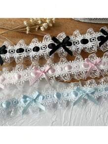 1 Stück französischer Stil Satin Schleife mit doppelter Lage und bestickter Spitzenborte, charmante Schleife, Material für Hochzeitskleider zum selbermachen, Stoff-Spitzenband für Kleidung, Haarzubehör, Heimdekoration, in verschiedenen Farben erhältlich