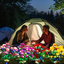 2-Pack Solar Garden Lights, 42 LED Outdoor Solar Lighting With Rhododendron Flowers, Waterproof Outdoor Garden Lights For Patio, Yard, Pathway Decor - 2支黃色杜鵑花 - 查看 3