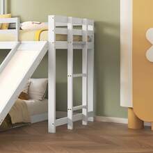 Sairedel Bunk Bed With Slide, House Bed, Children's Bed, With Gate, With Window And Roof, With Three-Step Ladder, Pine + MDF, White, 90x200cm & 140x200cm - 白色 - 查看 3