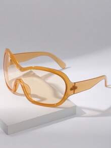 新款时尚大框一体式 Y2K Baddie 街头嘻哈时尚眼镜男女街拍节日派对聚会走秀户外休闲度假沙滩装饰眼镜日常聚会旅行流行高端装饰眼镜 - 彩色 - 查看 13