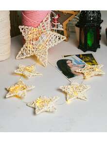 1pc Handmade Rattan Heart Shaped Wind Chimes, Decoration Light, Birthday Gift - White - View 8